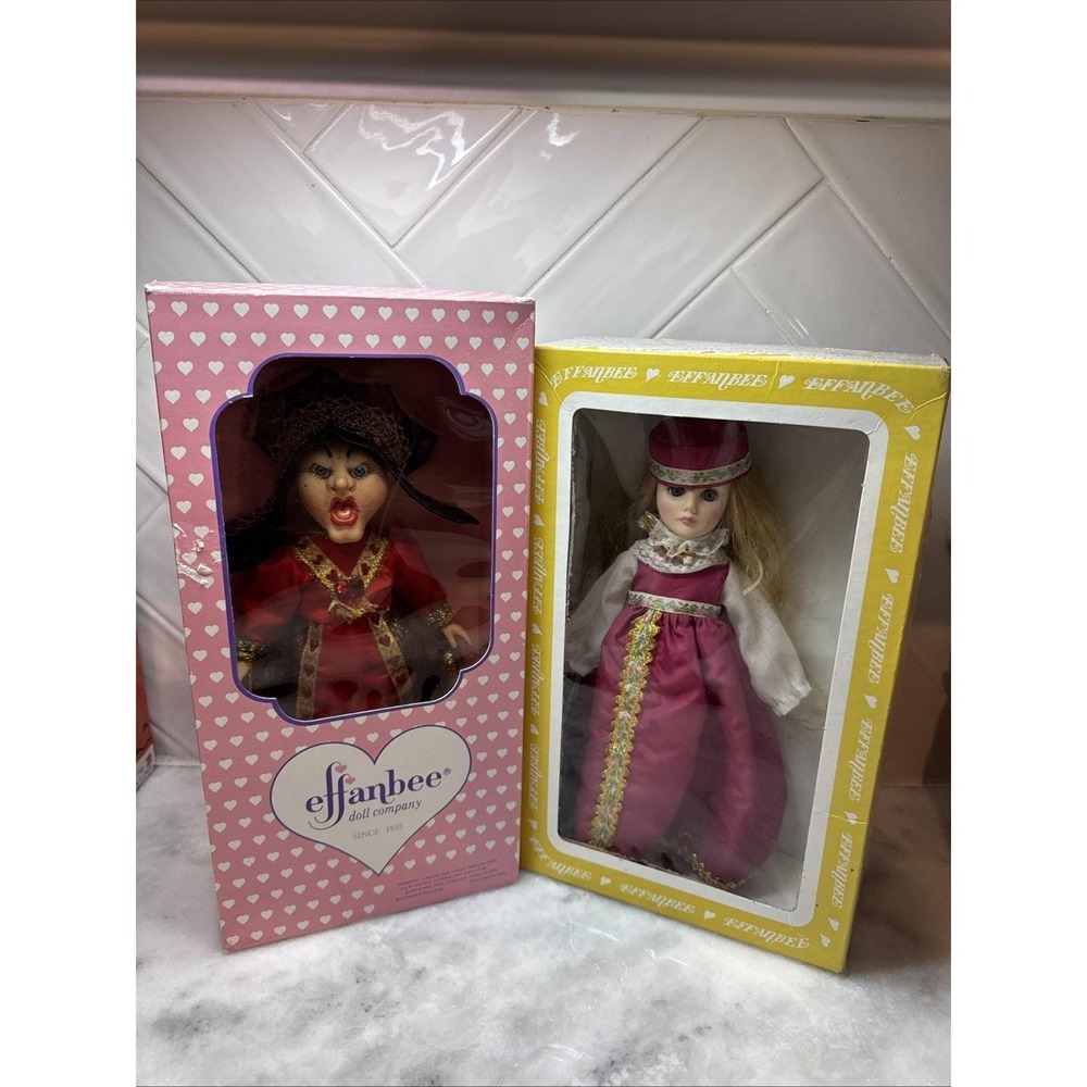 Vintage Effanbee Dolls Lot 2 Porcelain Collector Dolls Original Box Rare